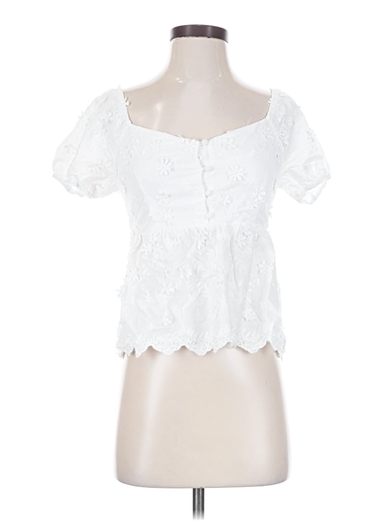 Pre-owned Kirious Short Sleeve Blouse In White