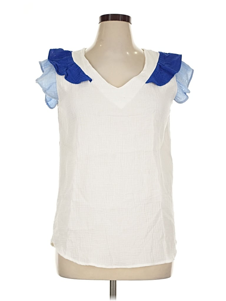 Pre-owned 7th Ray Sleeveless Blouse In White
