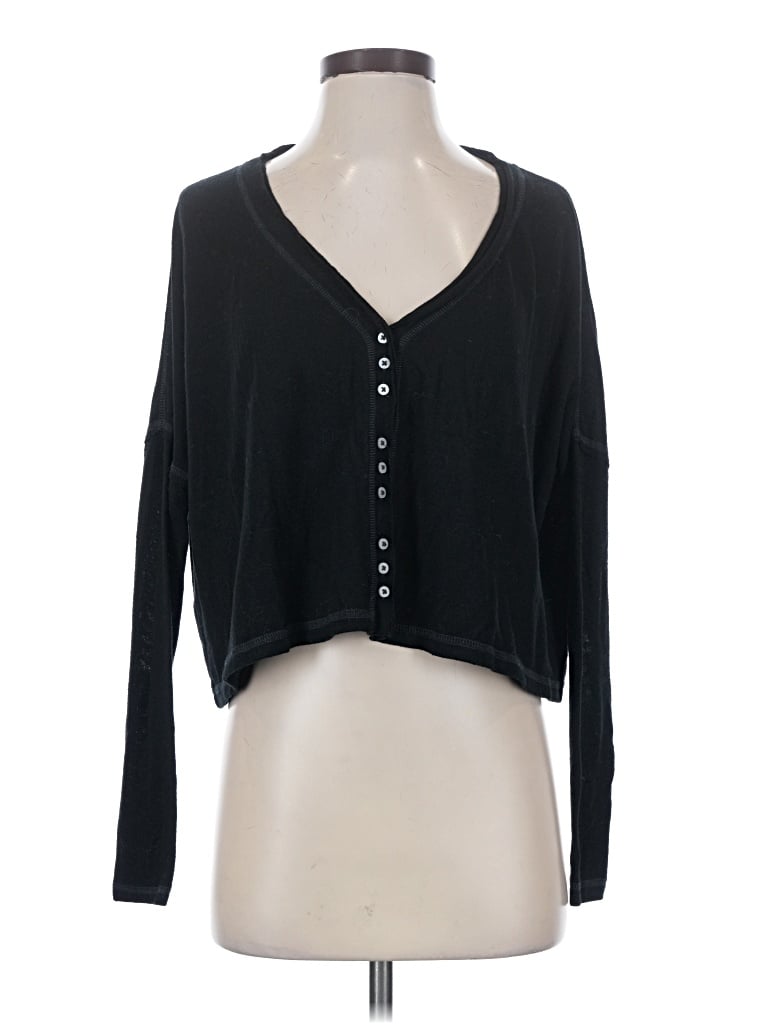 Pre-owned Out From Under Long Sleeve Henley Shirt In Black