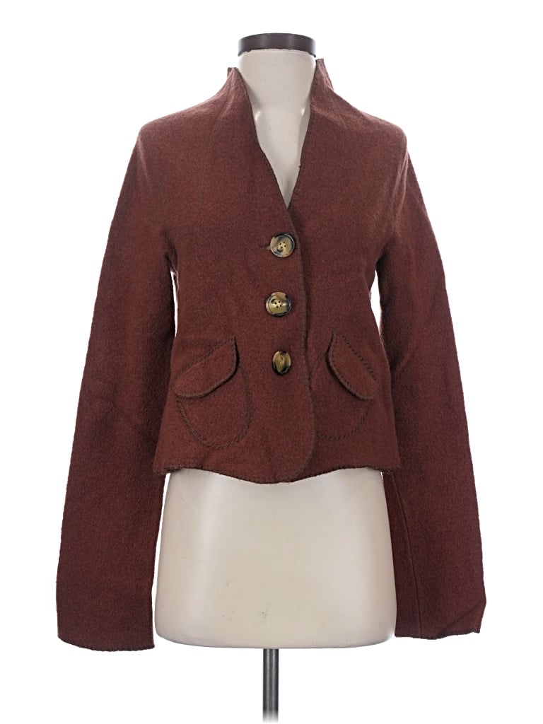 Pre-owned August Silk Cardigan Sweater In Brown