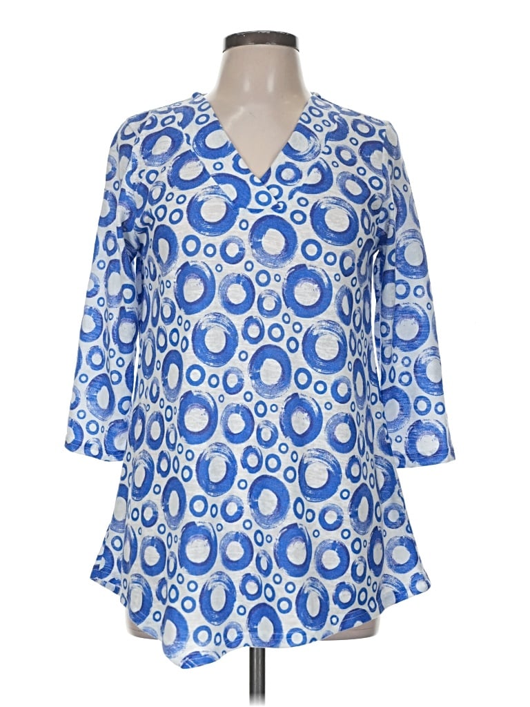 Pre-owned Shana 3/4 Sleeve Blouse In Blue