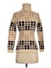 Moda International Checkered-gingham Tan Wool Pullover Sweater Size XS - photo 1
