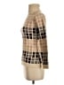 Moda International Checkered-gingham Tan Wool Pullover Sweater Size XS - photo 5