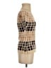 Moda International Checkered-gingham Tan Wool Pullover Sweater Size XS - photo 4