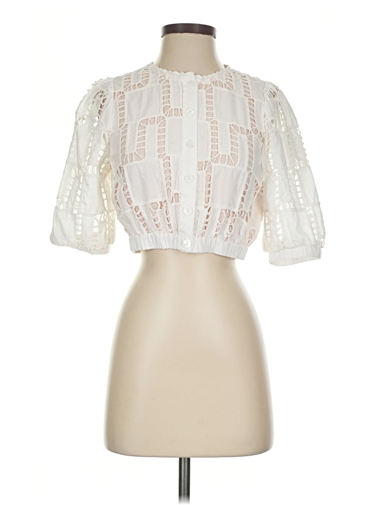 Pre-owned Ba&sh Short Sleeve Blouse In Ivory