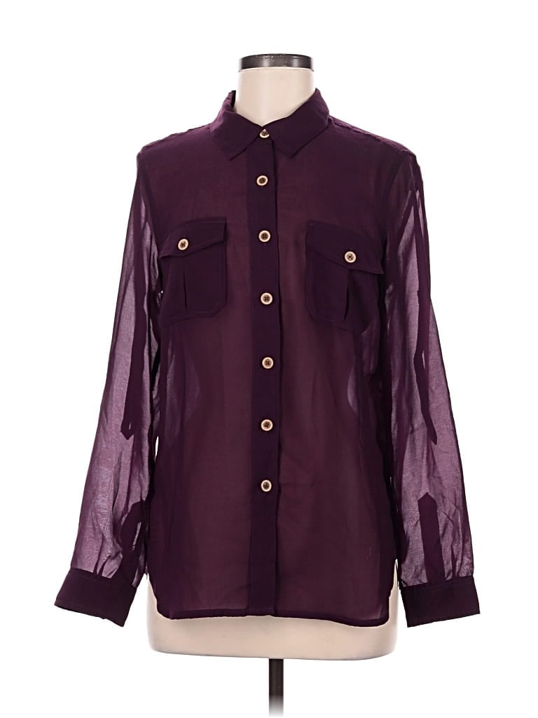 Pre-owned Brooklyn Industries Long Sleeve Blouse In Burgundy
