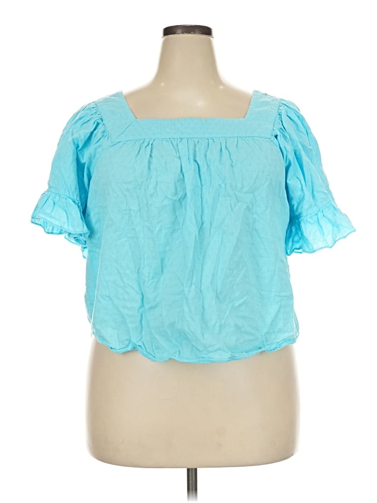 Pre-owned C Established 1946 Short Sleeve Blouse In Blue