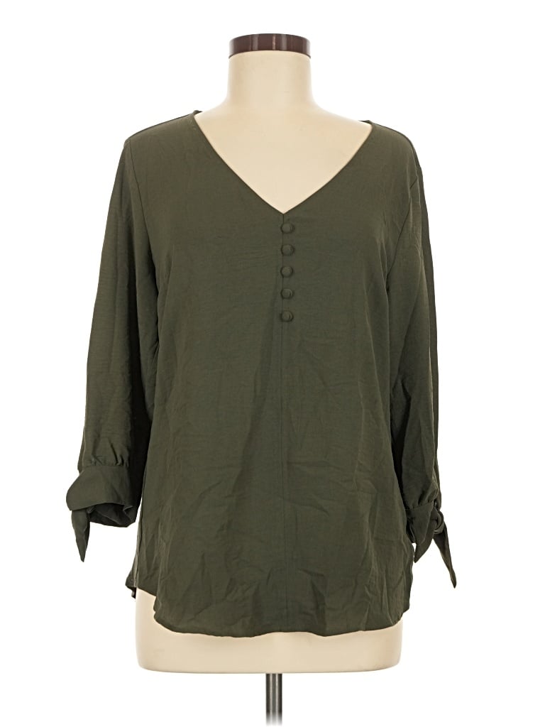 Pre-owned Fortune + Ivy 3/4 Sleeve Blouse In Green