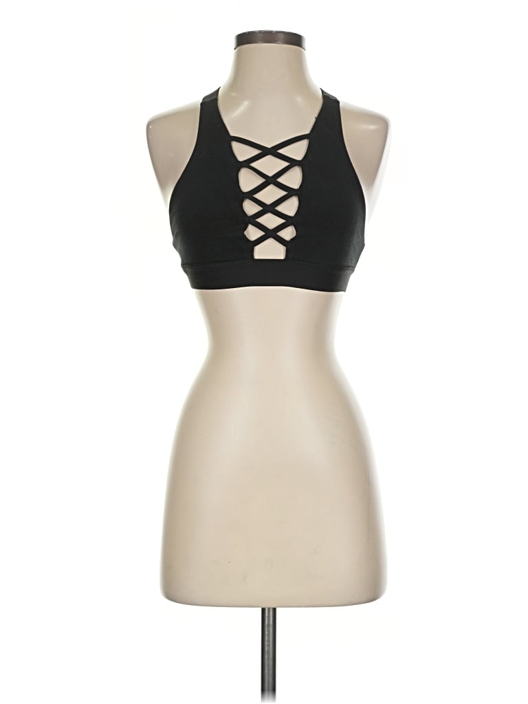 Pre-owned Blue Life Tank Top Black Halter Neckline Tops