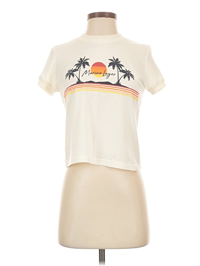 Pre-owned Marine Layer Short Sleeve T-shirt In Ivory