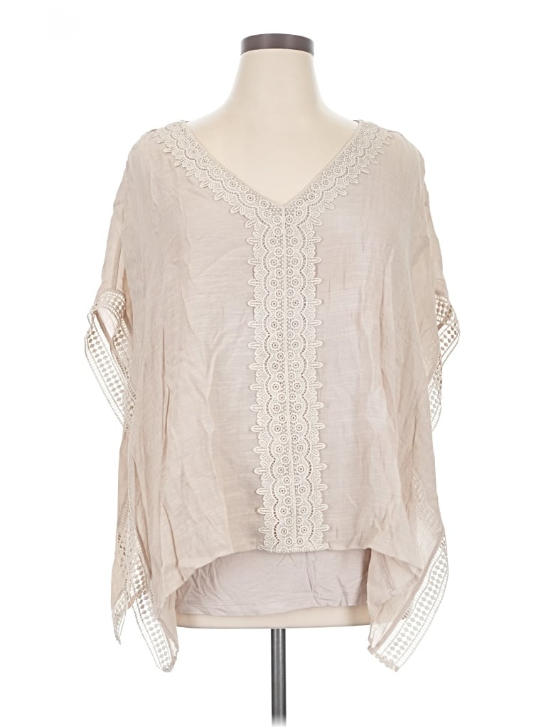 Pre-owned Ab Studio 3/4 Sleeve Blouse In Tan