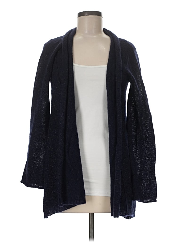 Pre-owned August Silk Cardigan Sweater In Blue