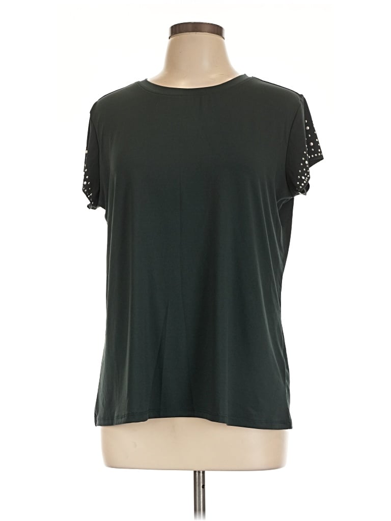 Pre-owned Edgely Short Sleeve Top Green Crew Neck Tops