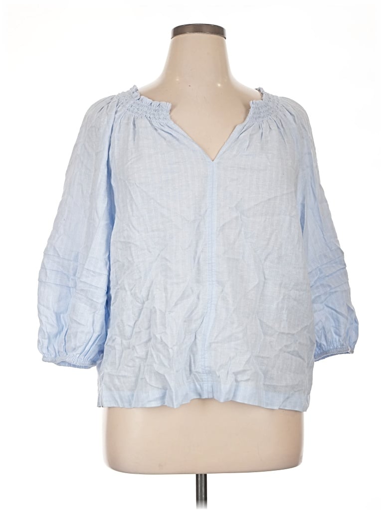 Pre-owned Terra & Sky 3/4 Sleeve Blouse In Blue