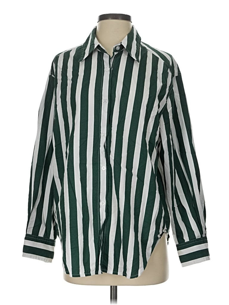 Pre-owned Pixie Market Long Sleeve Button Down Shirt In Green