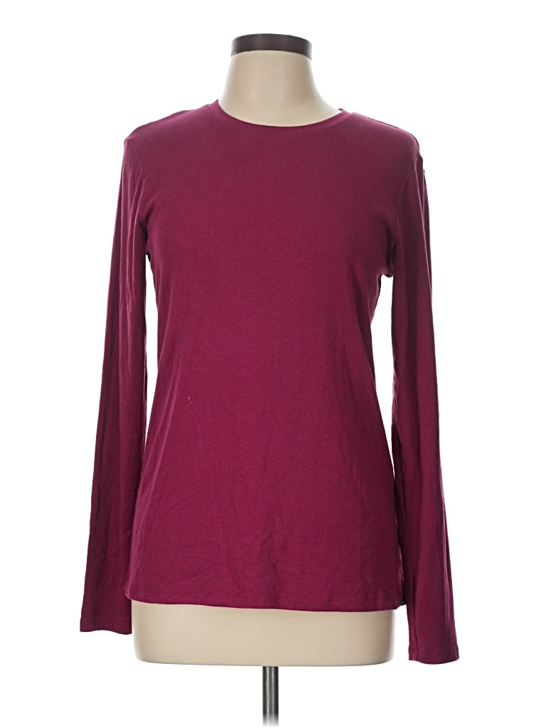 Pre-owned Eddie Bauer Long Sleeve T-shirt In Burgundy
