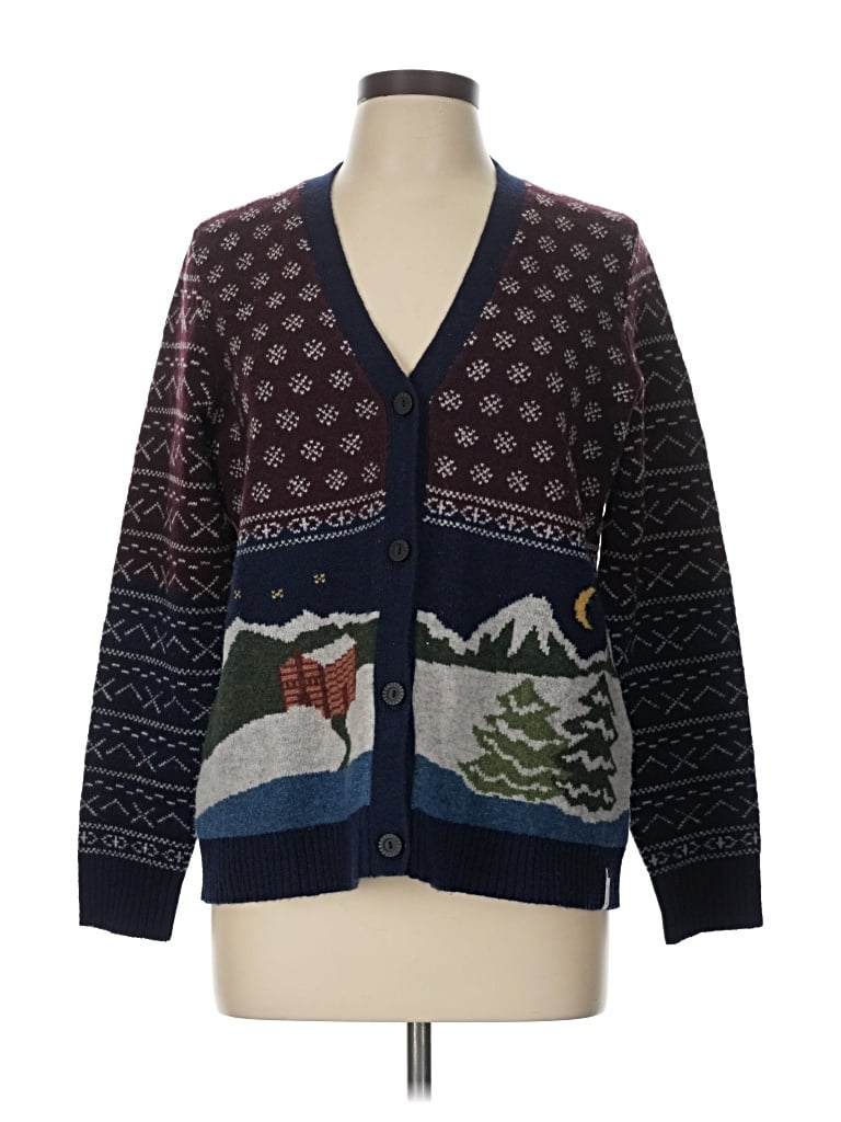 Pre-owned Woolrich Wool Cardigan Sweater In Blue