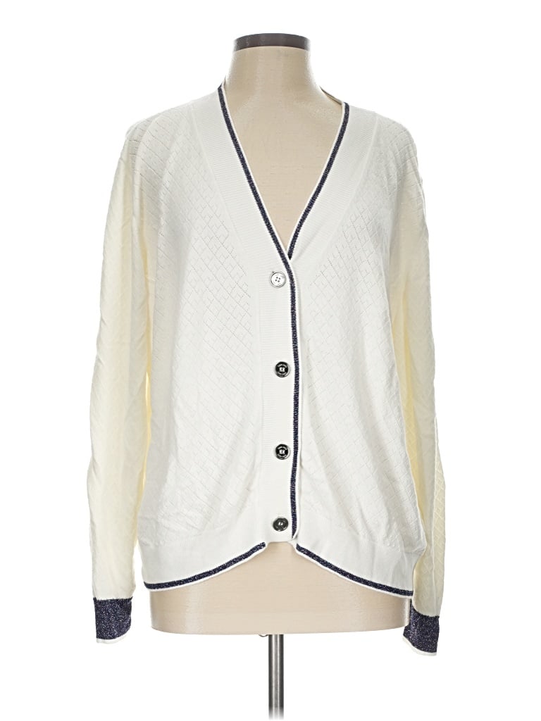 Pre-owned Saint + Sofia Cardigan Sweater In Ivory
