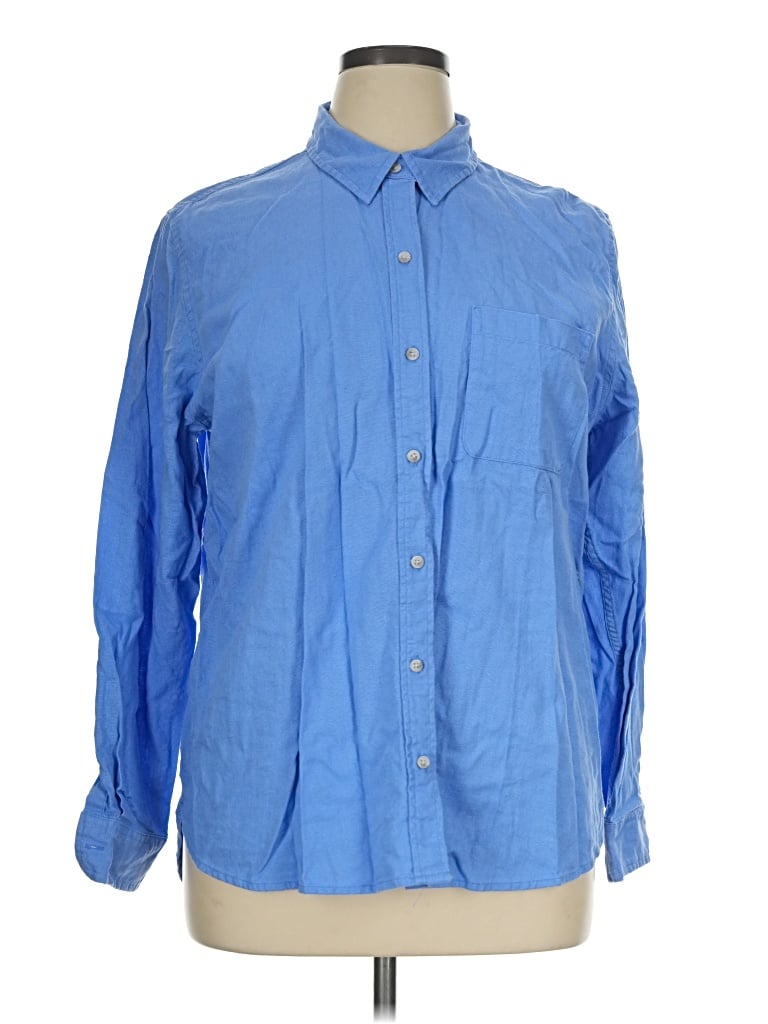 Pre-owned Universal Thread Long Sleeve Button Down Shirt In Blue
