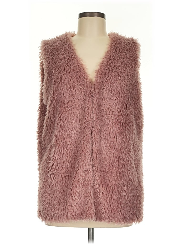 Pre-owned She + Sky Faux Fur Vest In Pink