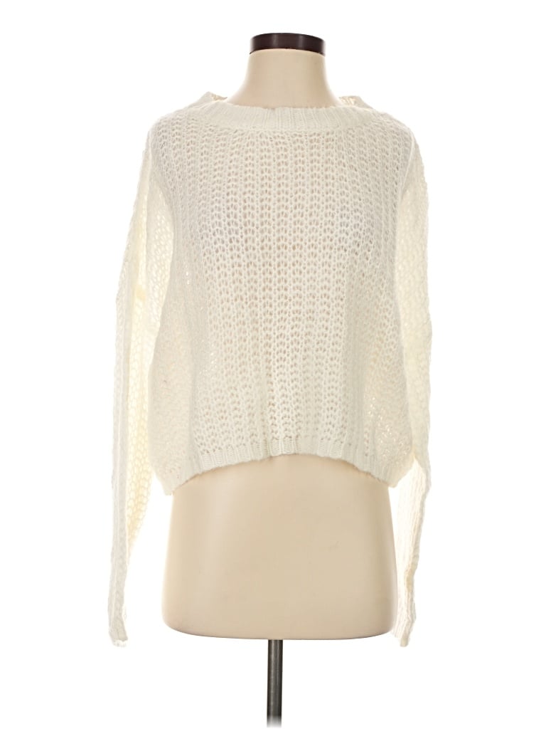 Pre-owned Self Contrast Pullover Sweater In White