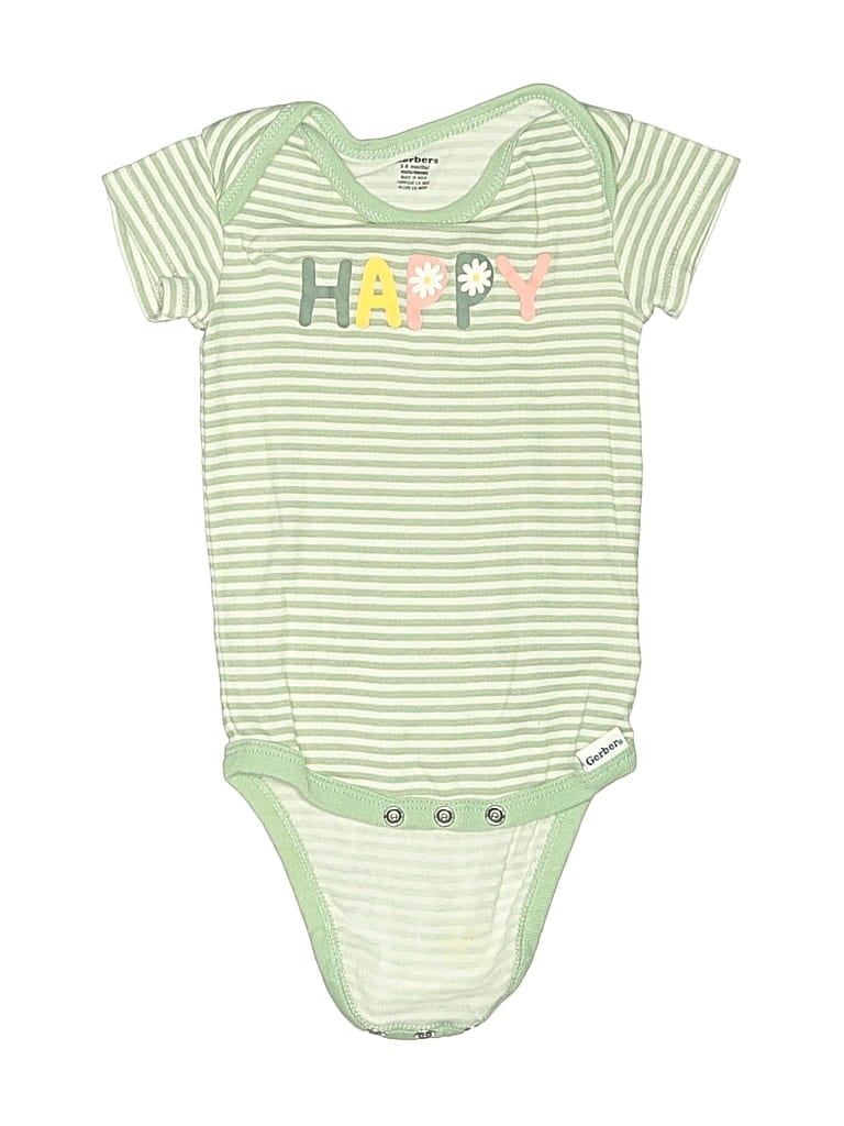 Pre-owned Gerber Babies' Short Sleeve Onesie In Green