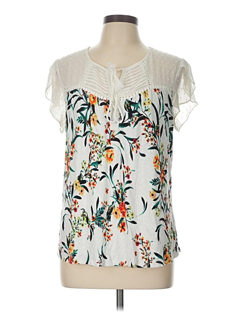 Pre-owned Daniel Rainn Short Sleeve Blouse In Ivory