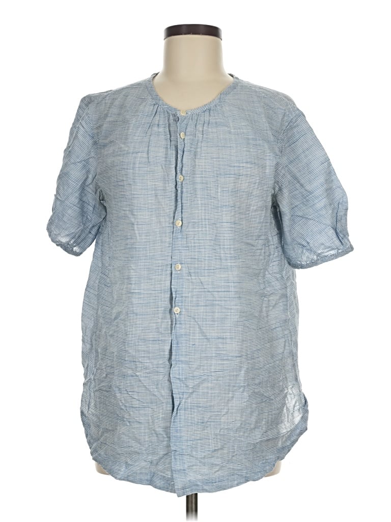 Pre-owned Rivet & Thread Short Sleeve Blouse In Blue