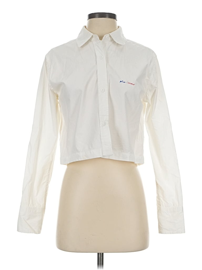 Pre-owned Current Elliott Long Sleeve Blouse In Ivory