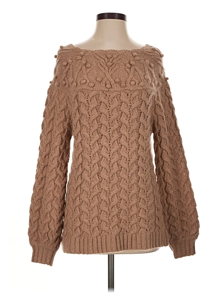 Pre-owned Garnet Hill Cashmere Pullover Sweater In Tan