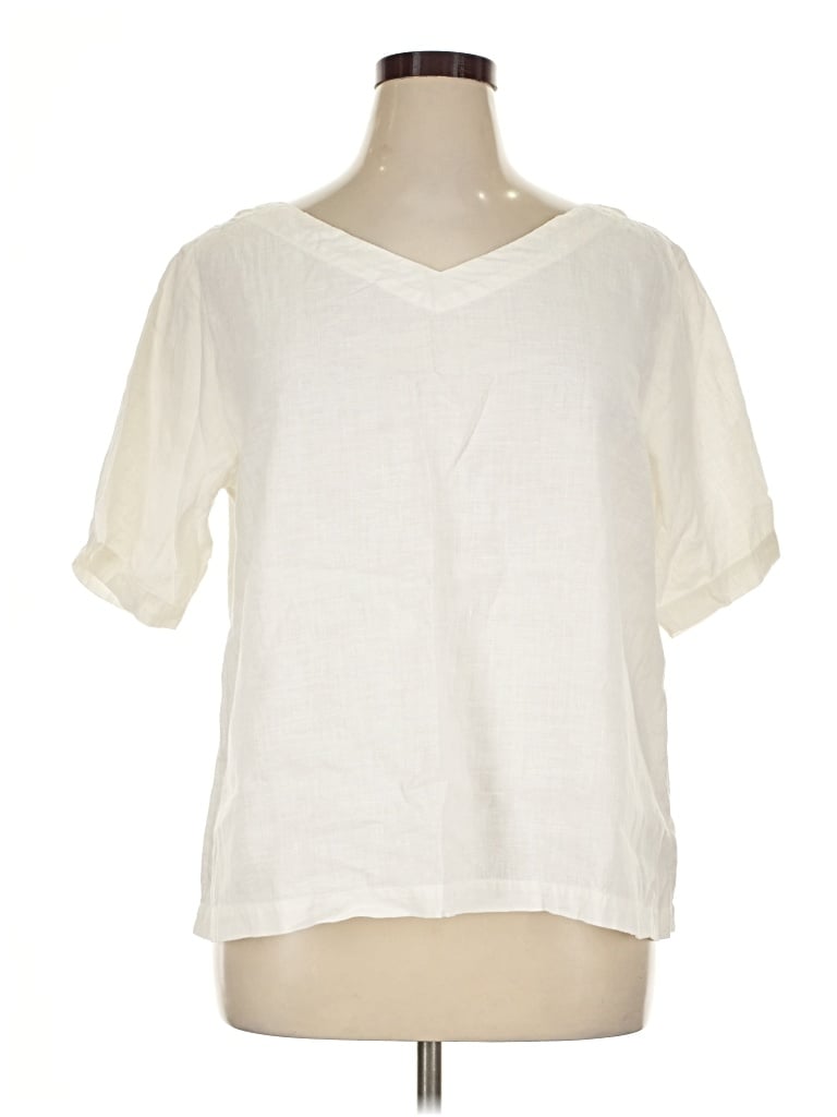 Pre-owned Flax Short Sleeve Blouse In Ivory