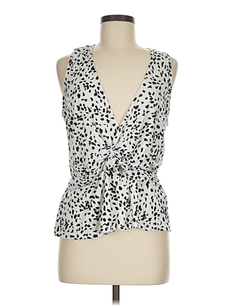 Pre-owned Amour Vert Tank Top Ivory Plunge Neckline Tops