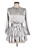 Habitual 100% Polyester Metallic Solid Silver Cocktail Dress Size L - photo 1