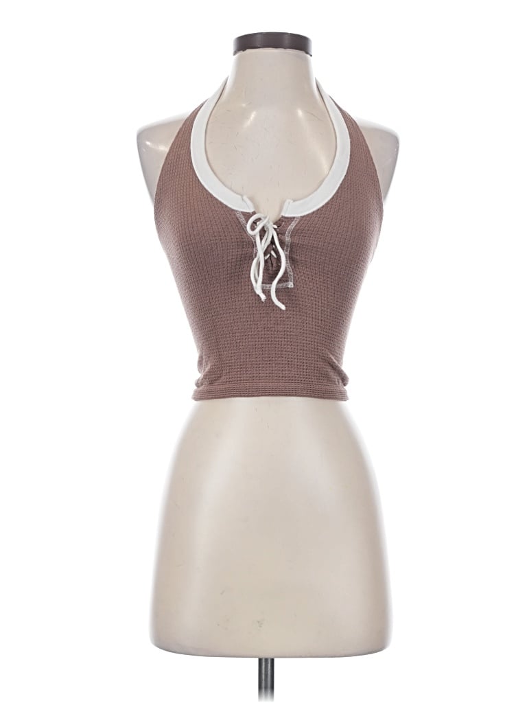Pre-owned Out From Under Tank Top Brown Halter Neckline Tops