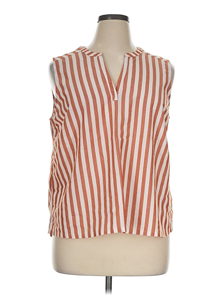 Pre-owned Eddie Bauer Sleeveless Button Down Shirt In Orange