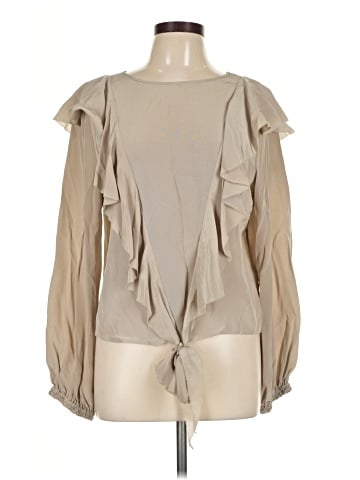 Nicole Miller Artelier Long Sleeve Silk Top (view 1)