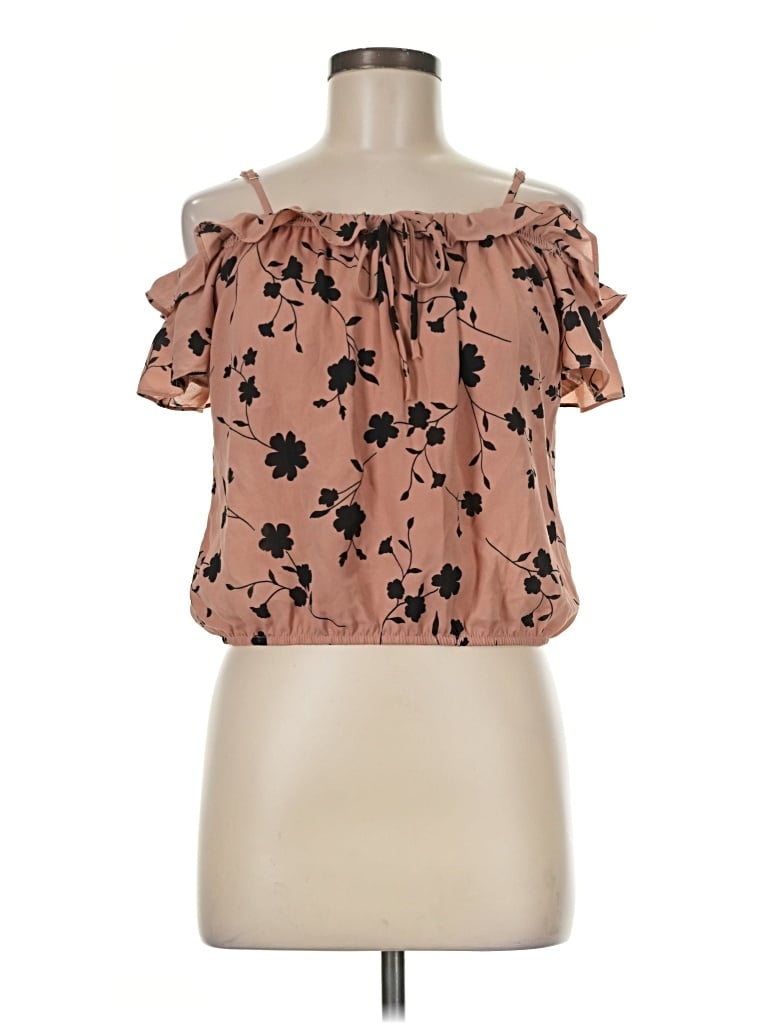 Pre-owned Sienna Sky Short Sleeve Blouse In Brown