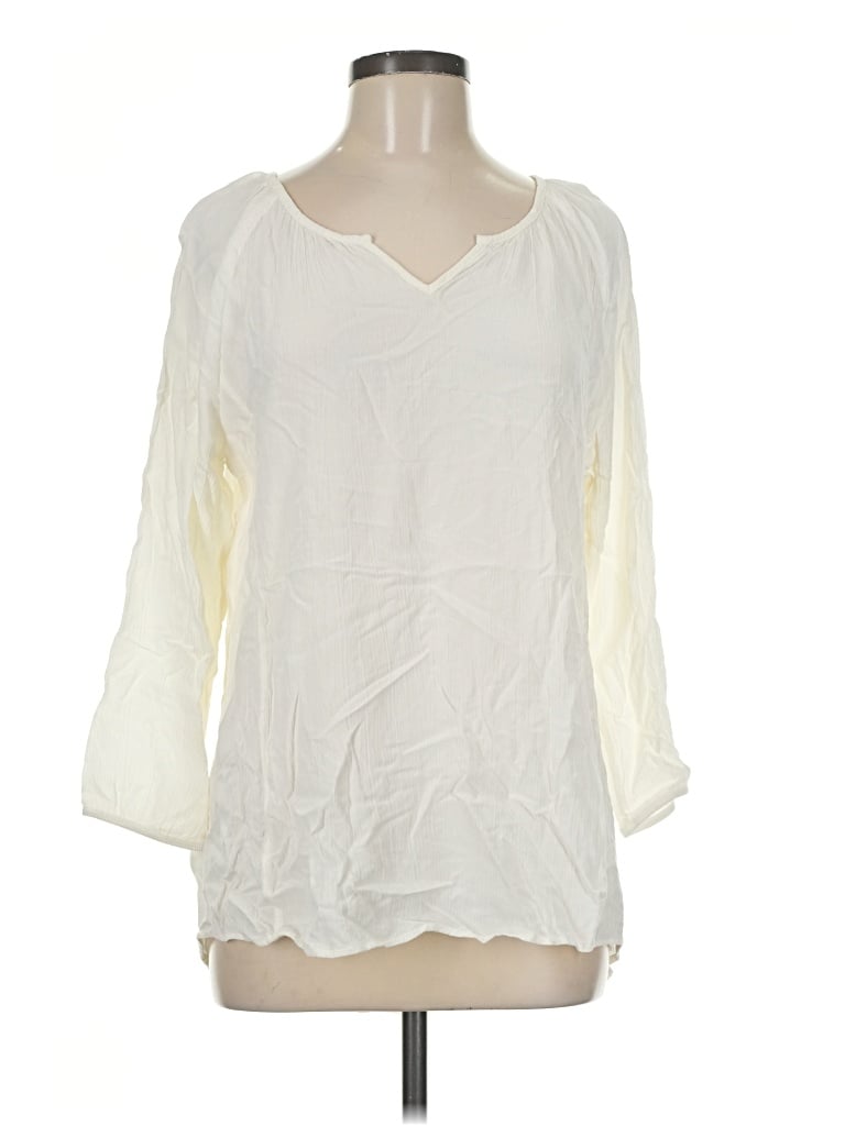 Pre-owned Eddie Bauer 3/4 Sleeve Blouse In Ivory
