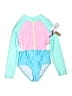 Justice 100% Polyester Color Block Blue Rash Guard Size 12 - 14 - photo 1