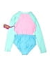 Justice 100% Polyester Color Block Blue Rash Guard Size 12 - 14 - photo 2