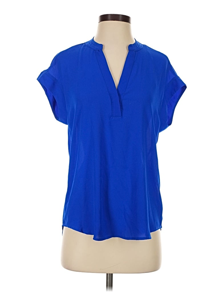 Pre-owned Cynthia Steffe Short Sleeve Blouse In Blue
