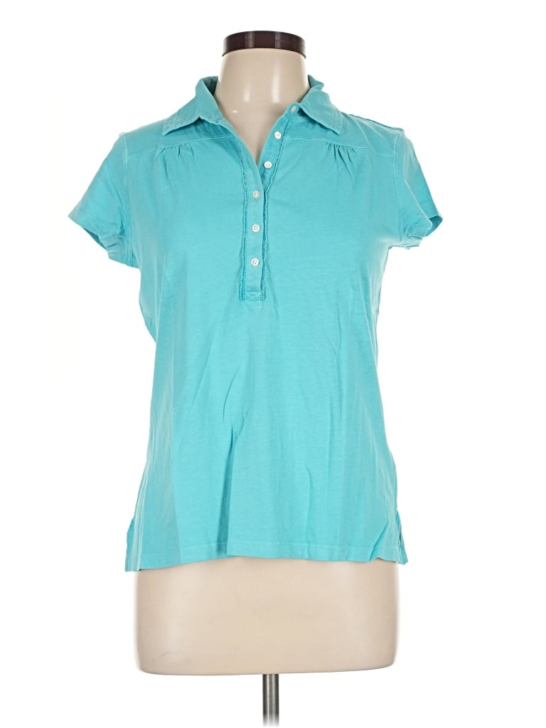 Pre-owned Eddie Bauer Short Sleeve Polo Shirt In Teal