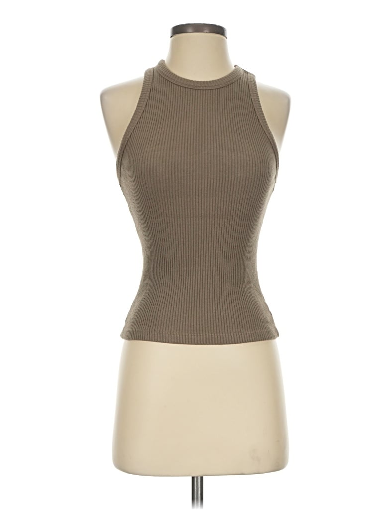Pre-owned Monrow Tank Top Brown Halter Neckline Tops
