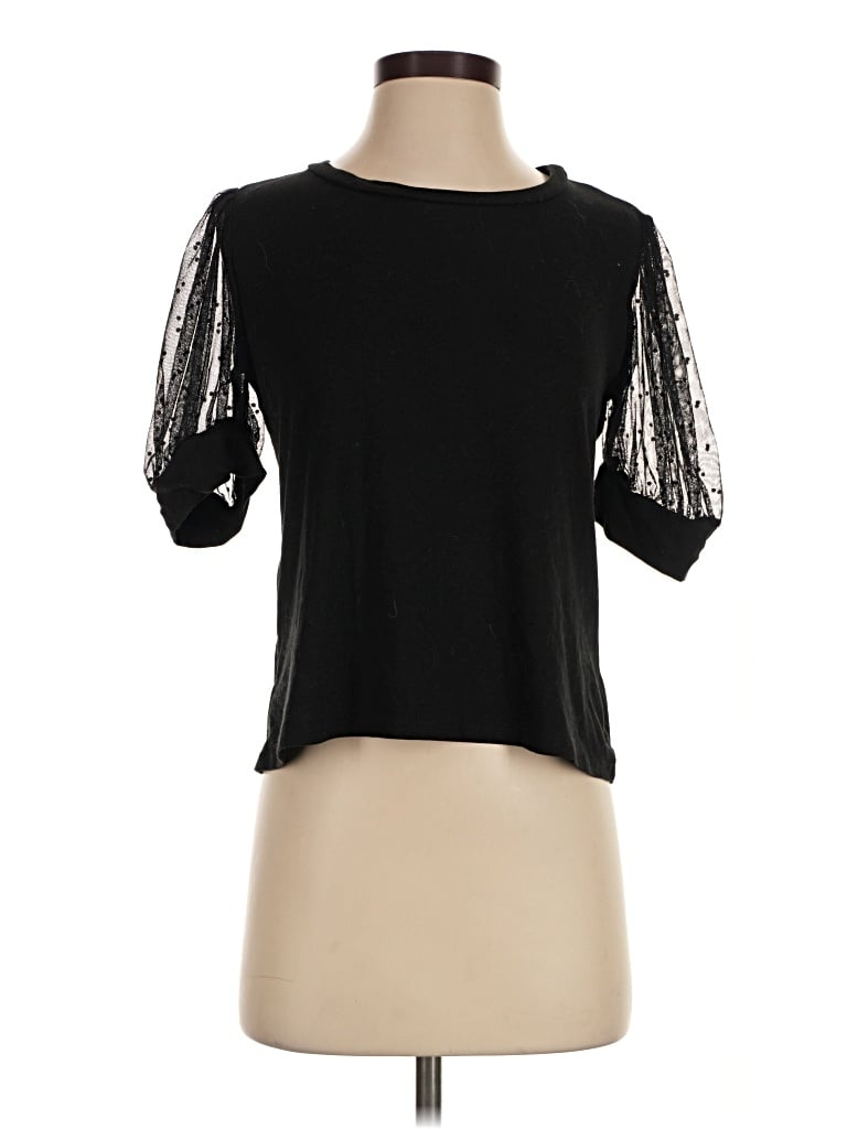Pre-owned Les Amis 3/4 Sleeve Top Black Cold Shoulder Neckline Tops