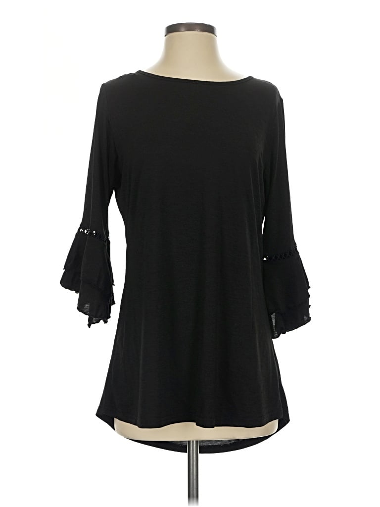 Pre-owned Lildy 3/4 Sleeve Top Black Boatneck Tops