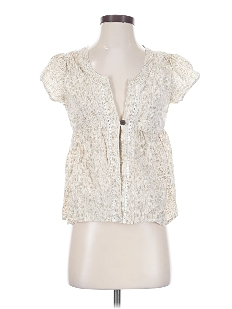 Pre-owned Route 66 Short Sleeve Blouse In Ivory