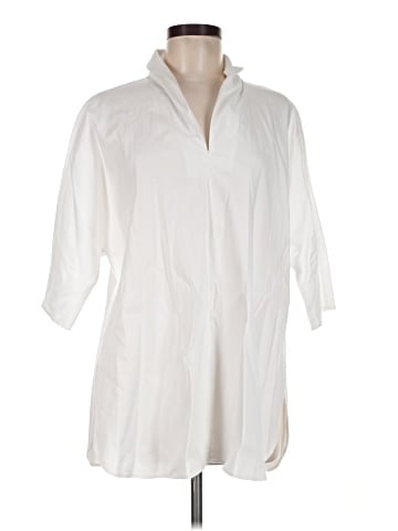 MING WANG 3/4 Sleeve Button-Down Shirt (view 1)