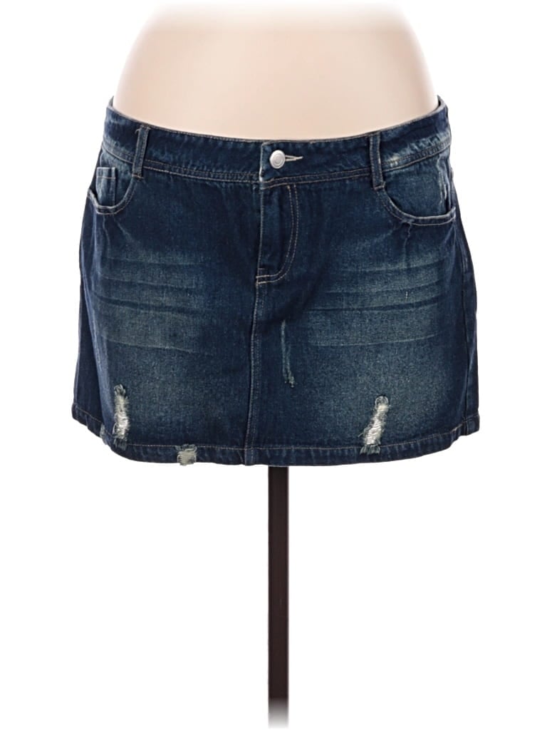 Pre-owned Blvd Denim Skirt In Blue