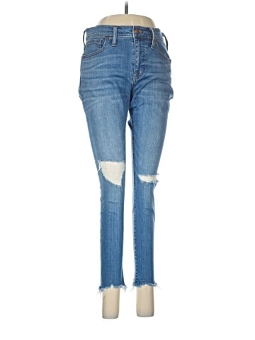 Madewell Petite 9" Mid-Rise Skinny Jeans in Frankie Wash: Torn-Knee Edition (view 1)