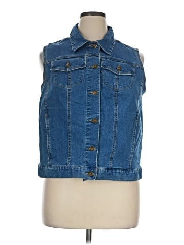 Woman Within Denim Vest (view 1)